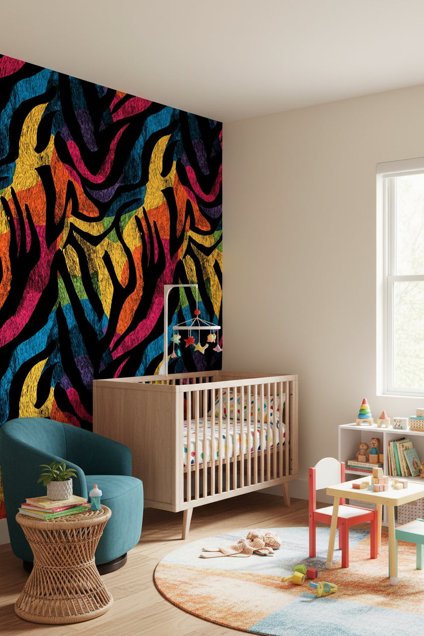 Renkli Soyut Geometrik Duvar Kağıdı Modern Desenli