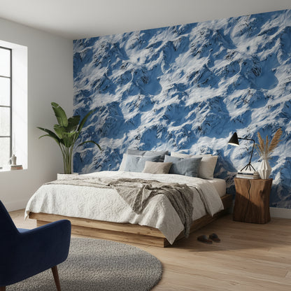 Mavi Bulut Desenli Duvar Kağıdı Modern Salon Duvarı
