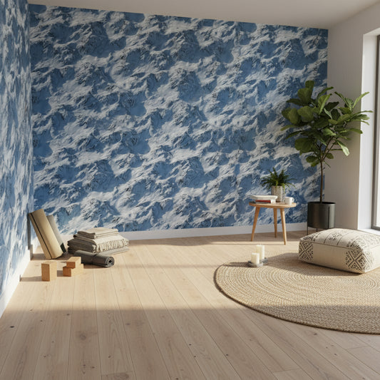 Mavi Bulut Desenli Duvar Kağıdı Modern Salon Duvarı