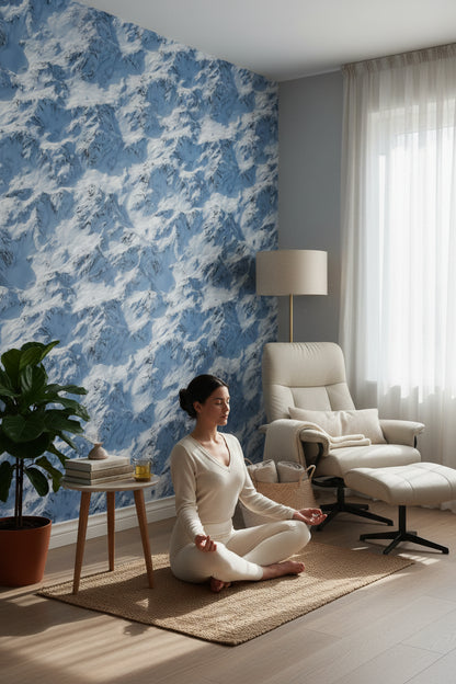 Mavi Bulut Desenli Duvar Kağıdı Modern Salon Duvarı