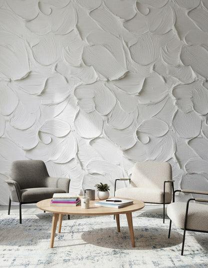 Kabartma desenli Duvar Kağıdı Krem Modern Yatak Odası