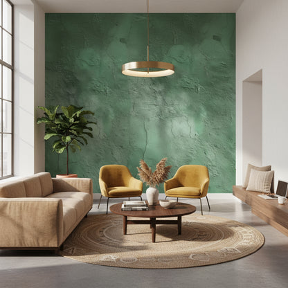 Yeşil Beton Desenli Duvar Kağıdı Modern Salon Duvar Kağıdı