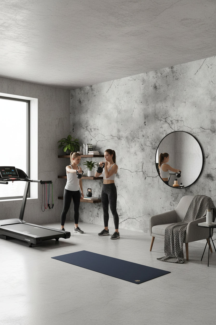 Beton Görünümlü Duvar Kağıdı Gri Desenli Modern Salon