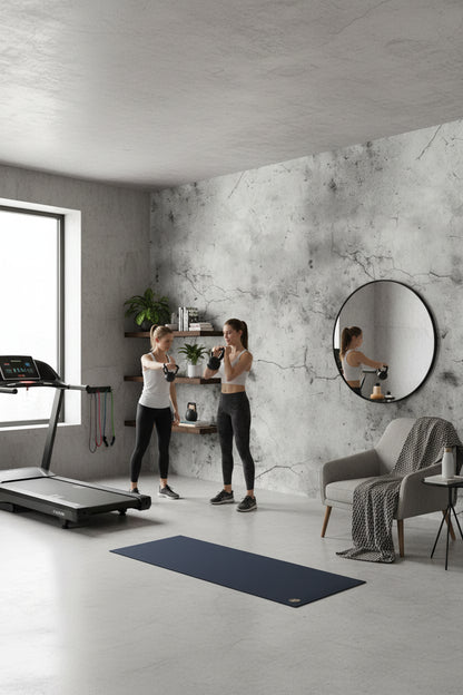 Beton Görünümlü Duvar Kağıdı Gri Desenli Modern Salon