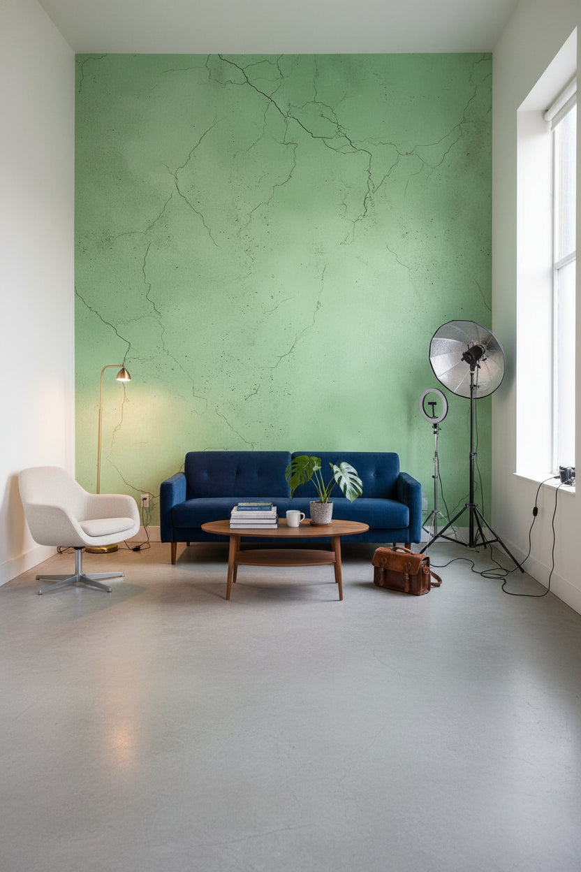 Yeşil Mermer Desenli Duvar Kağıdı Modern Salon Duvar Dekoru