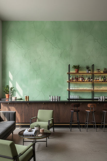 Yeşil Mermer Desenli Duvar Kağıdı Modern Salon Duvar Dekoru