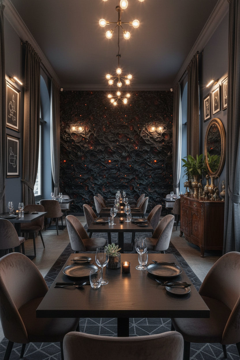 Soyut Desenli Duvar Kağıdı Siyah Altın Modern Salon
