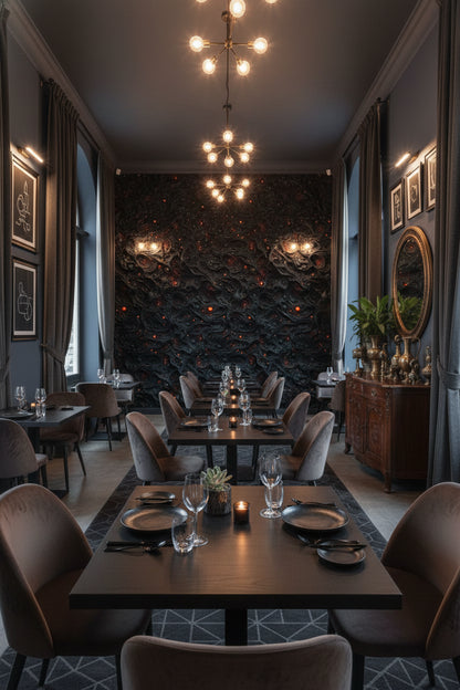 Soyut Desenli Duvar Kağıdı Siyah Altın Modern Salon