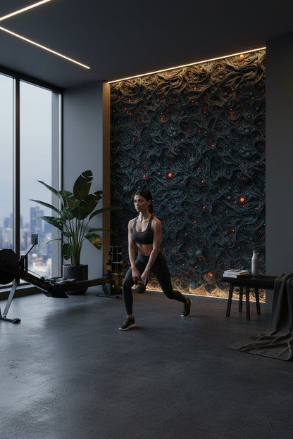 Soyut Desenli Duvar Kağıdı Siyah Altın Modern Salon