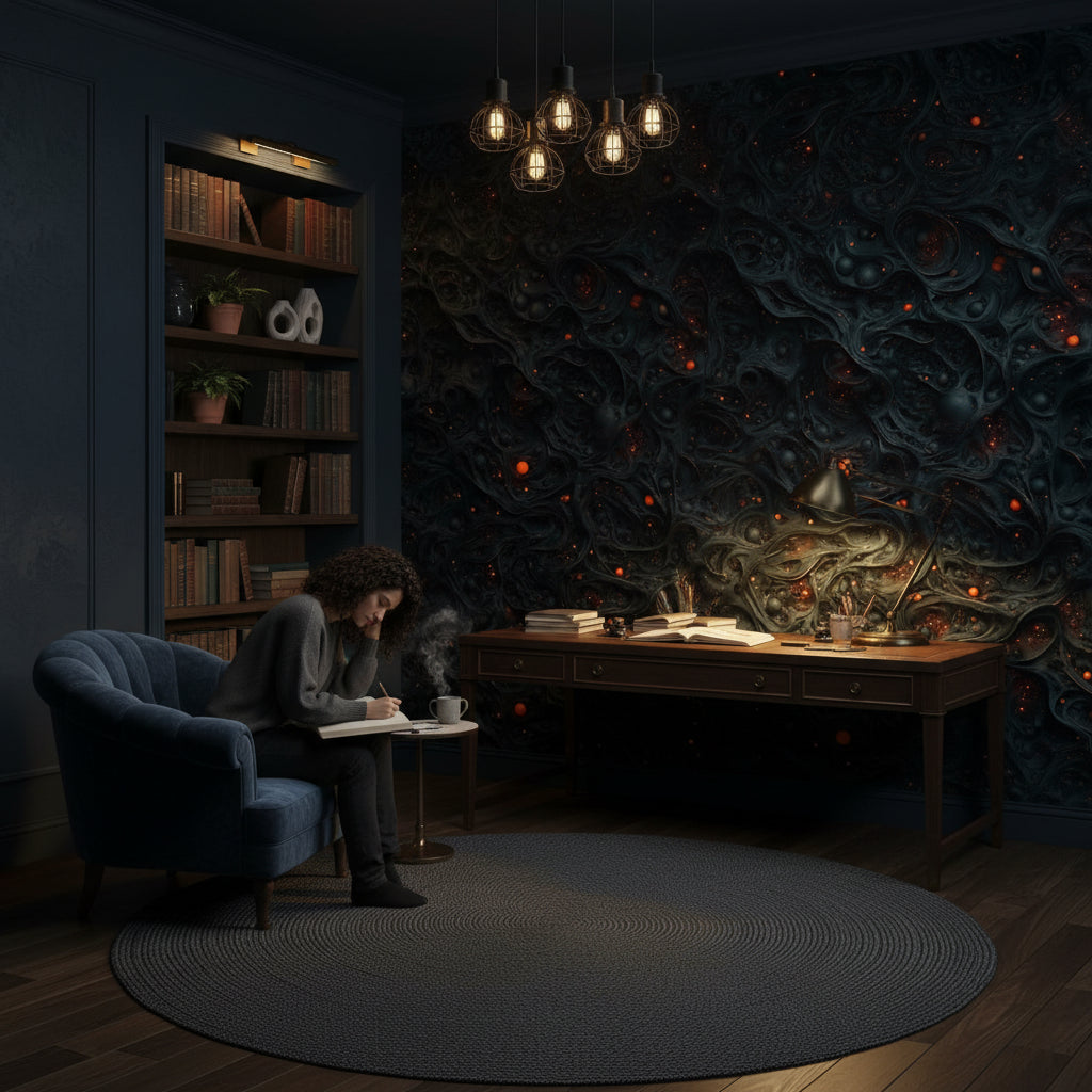 Soyut Desenli Duvar Kağıdı Siyah Altın Modern Salon