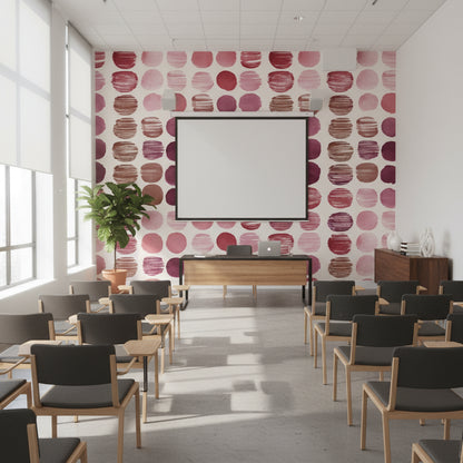 Soyut Noktalı Duvar Kağıdı Pembe Bordo Salon
