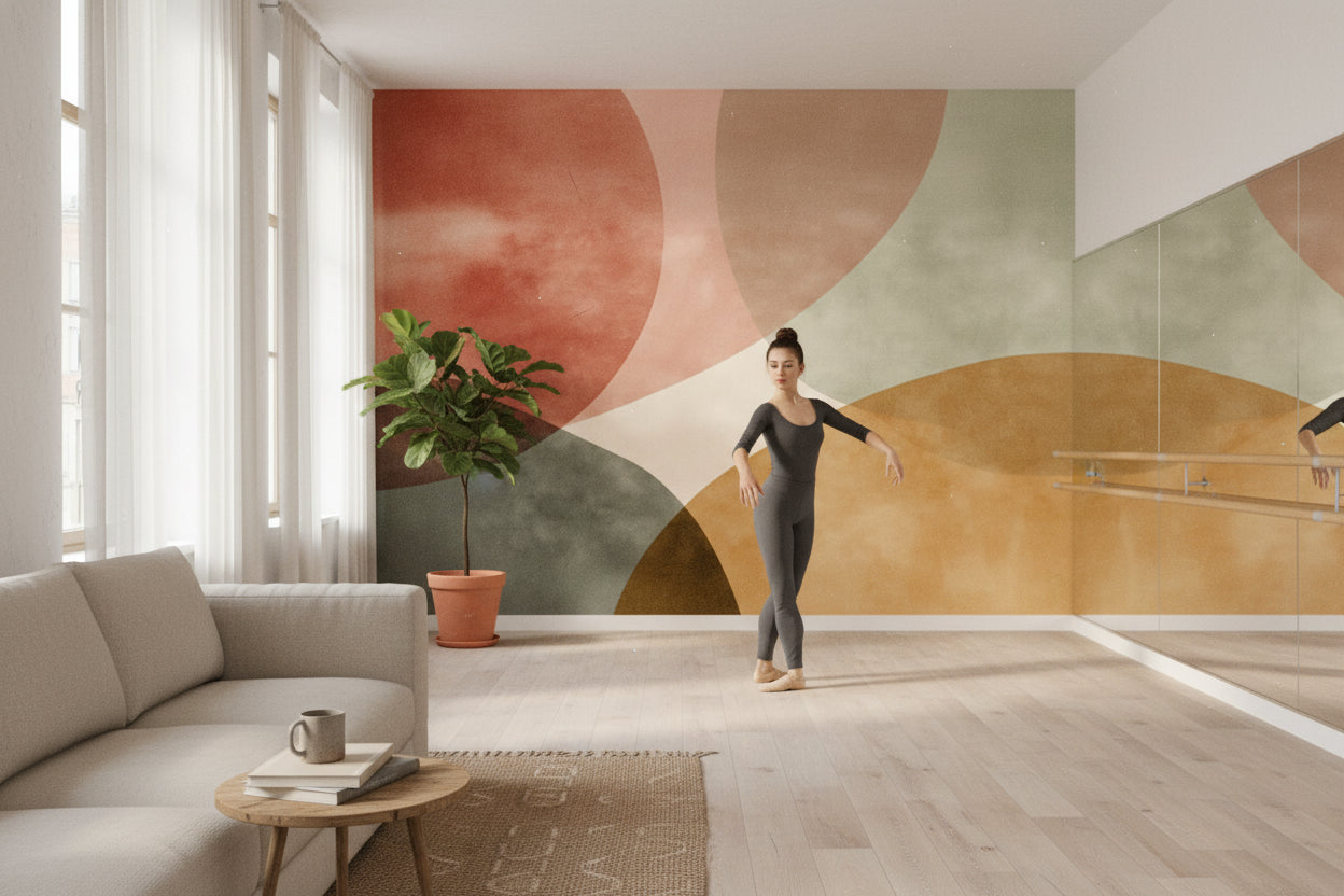 Renkli Soyut Geometrik Poster Duvar Kağıdı Modern Salon