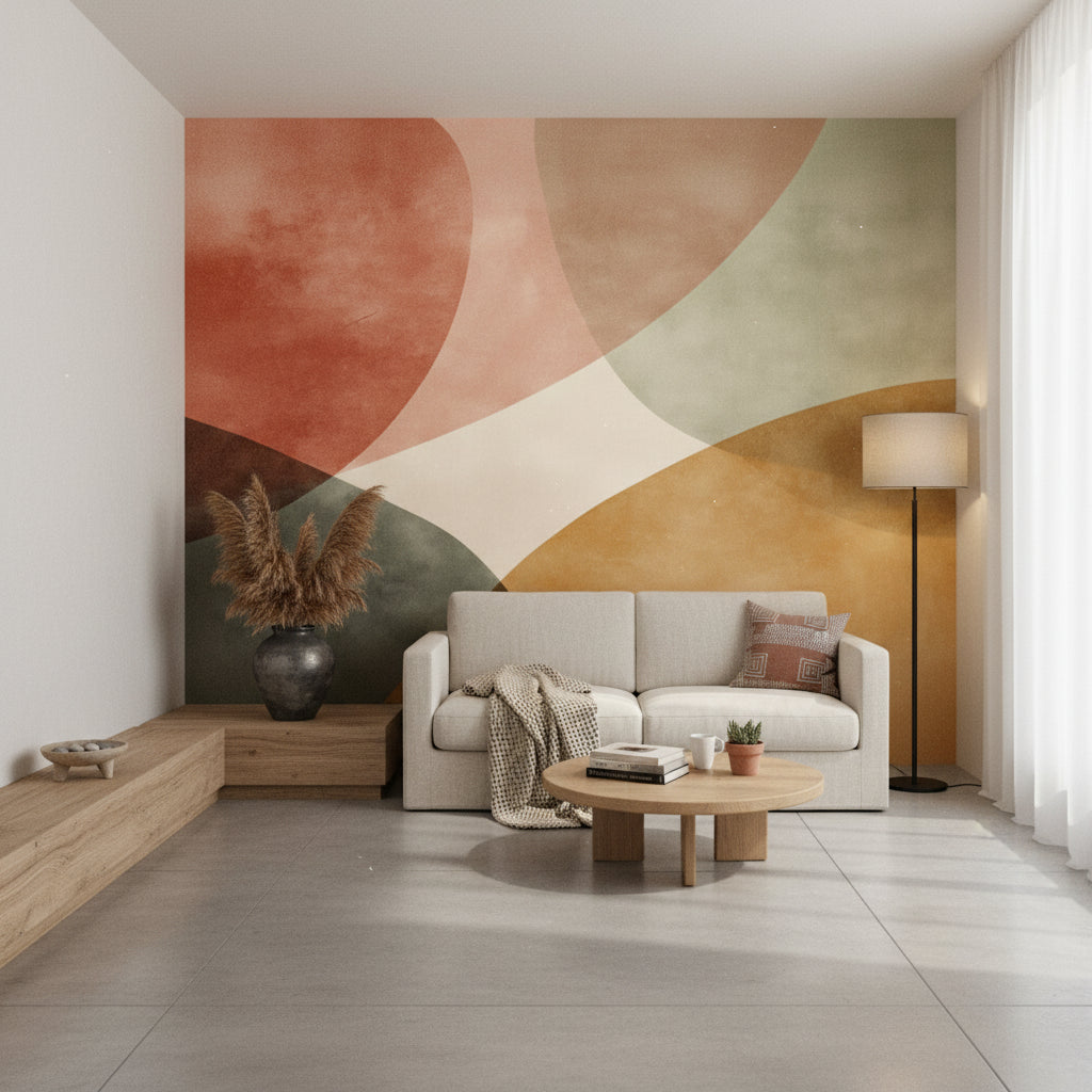 Renkli Soyut Geometrik Poster Duvar Kağıdı Modern Salon