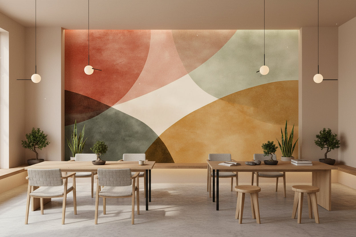 Renkli Soyut Geometrik Poster Duvar Kağıdı Modern Salon