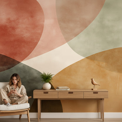 Renkli Soyut Geometrik Poster Duvar Kağıdı Modern Salon