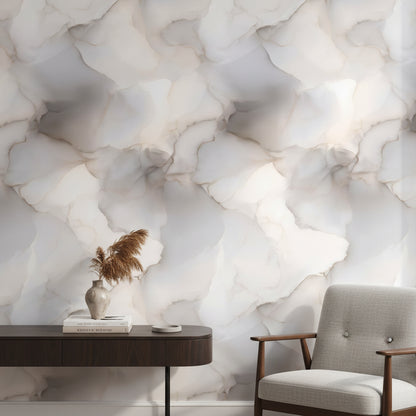 Mermer Desenli Duvar Kağıdı Bej Gri Modern Salon