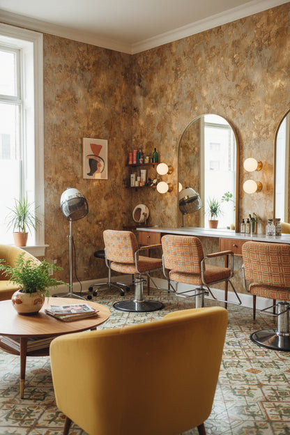 Eskitme Beton Desenli Duvar Kağıdı Kahverengi Salon Duvar Dekoru