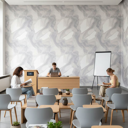 Soyut Duman Efektli Duvar Kağıdı Gri Tonlu Modern Salon