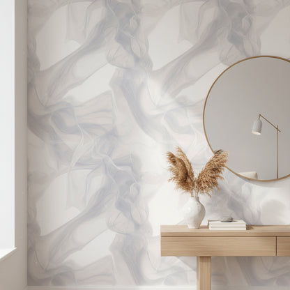 Soyut Duman Efektli Duvar Kağıdı Gri Tonlu Modern Salon