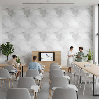 Gri Bulut Efektli Duvar Kağıdı Modern Minimal Salon