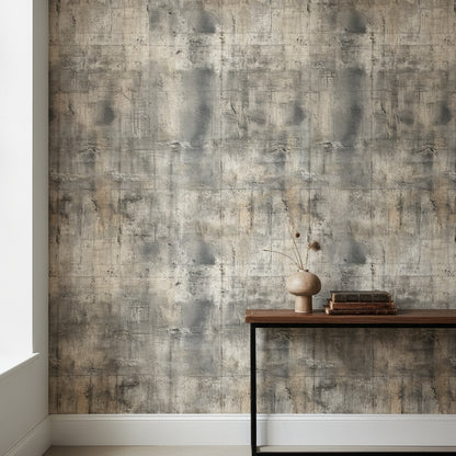 Beton Desenli Duvar Kağıdı Gri Endüstriyel Modern Salon