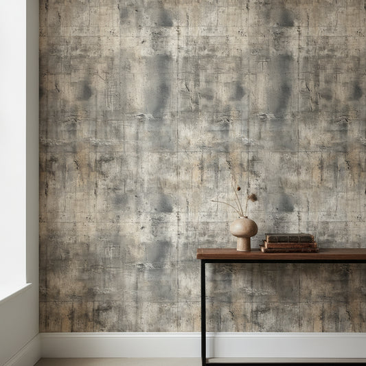 Beton Desenli Duvar Kağıdı Gri Endüstriyel Modern Salon