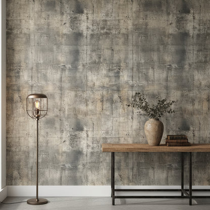 Beton Desenli Duvar Kağıdı Gri Endüstriyel Modern Salon