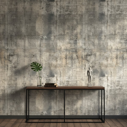 Beton Desenli Duvar Kağıdı Gri Endüstriyel Modern Salon