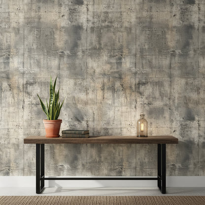 Beton Desenli Duvar Kağıdı Gri Endüstriyel Modern Salon