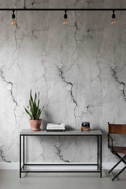 Beton Desenli Duvar Kağıdı Açık Gri Endüstriyel Salon