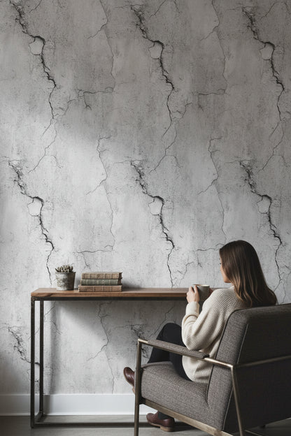 Beton Desenli Duvar Kağıdı Açık Gri Endüstriyel Salon