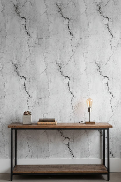 Beton Desenli Duvar Kağıdı Açık Gri Endüstriyel Salon