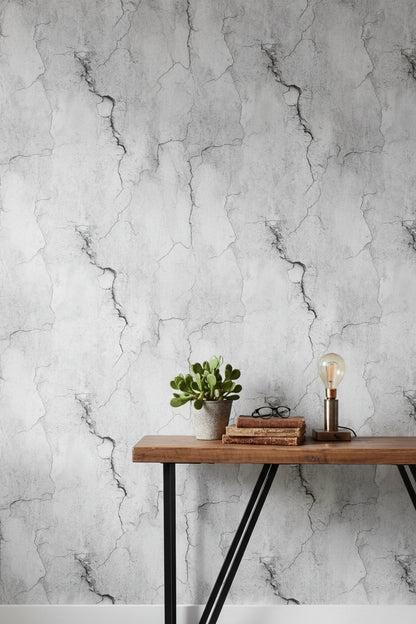 Beton Desenli Duvar Kağıdı Açık Gri Endüstriyel Salon