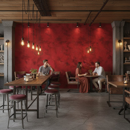 Bordo Beton Desenli Duvar Kağıdı Modern Salon Dekoru