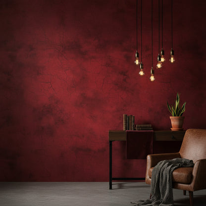 Bordo Beton Desenli Duvar Kağıdı Modern Salon Dekoru