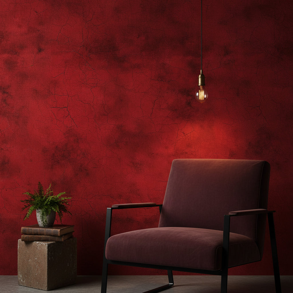 Bordo Beton Desenli Duvar Kağıdı Modern Salon Dekoru