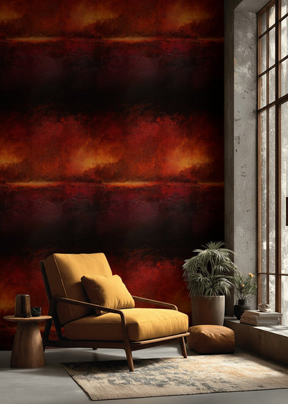 Koyu Kırmızı Soyut Desen Duvar Kağıdı Modern Salon
