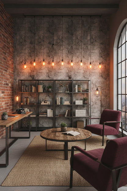 Çatlak Beton Desenli Duvar Kağıdı Gri Endüstriyel Salon
