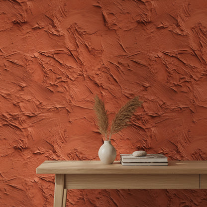 Terracotta Sıva Desenli Duvar Kağıdı Modern Salon Duvarı
