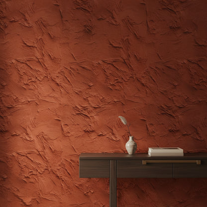 Terracotta Sıva Desenli Duvar Kağıdı Modern Salon Duvarı