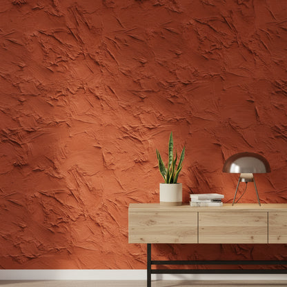 Terracotta Sıva Desenli Duvar Kağıdı Modern Salon Duvarı