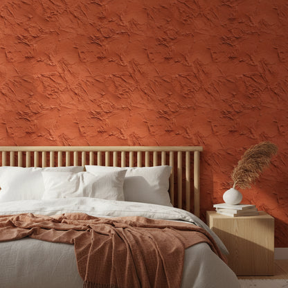 Terracotta Sıva Desenli Duvar Kağıdı Modern Salon Duvarı