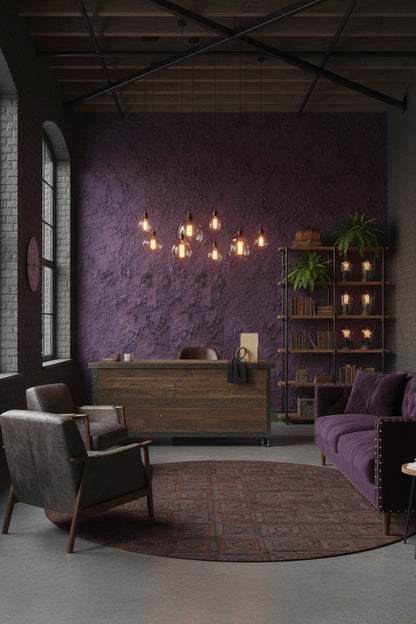 Mor Beton Görünümlü Duvar Kağıdı Modern Salon Duvar Dekoru