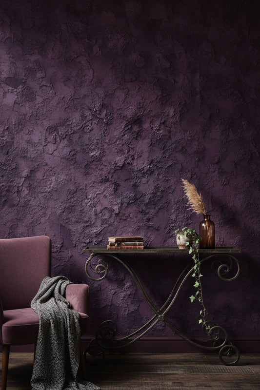 Mor Beton Görünümlü Duvar Kağıdı Modern Salon Duvar Dekoru
