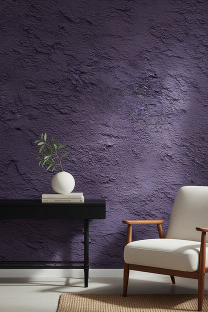 Mor Beton Görünümlü Duvar Kağıdı Modern Minimalist Salon