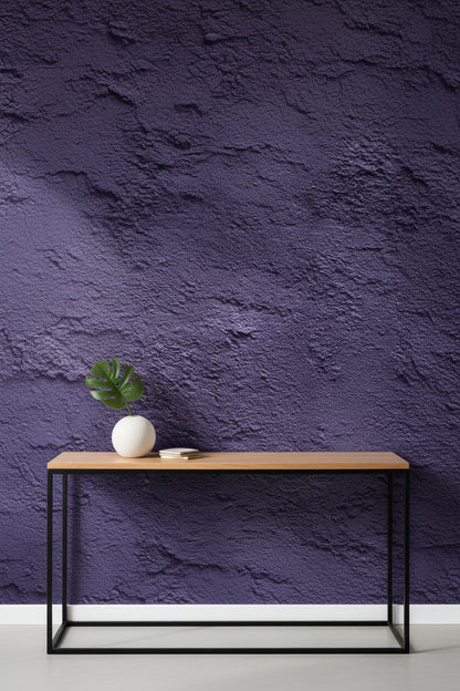 Mor Beton Görünümlü Duvar Kağıdı Modern Minimalist Salon