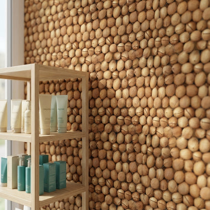 Hindistan Cevizi Desenli Duvar Kağıdı Bej Kahverengi Mutfak