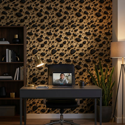 Altın Siyah 3D Efektli Duvar Kağıdı Modern Salon