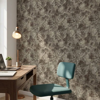 Soyut Halkalı Duvar Kağıdı Gri Tonlu Modern Salon