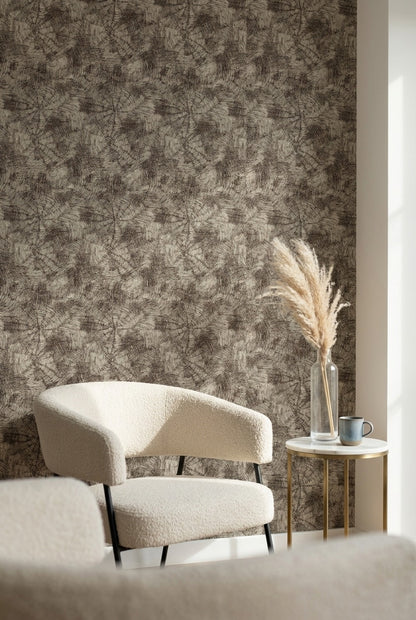 Soyut Halkalı Duvar Kağıdı Gri Tonlu Modern Salon